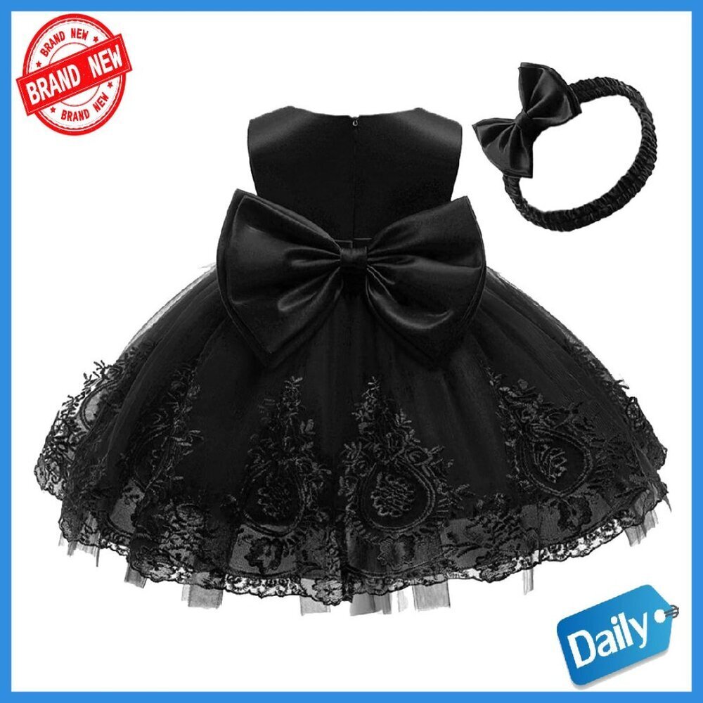 Toddler Girls Pageant Lace Ball Gown Dress with Headwear 0-6 Years